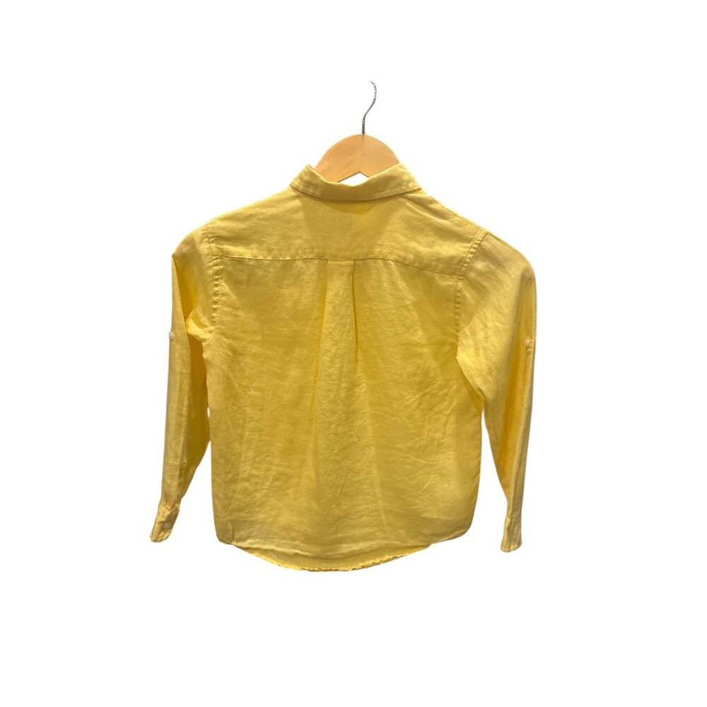 Janie and Jack Yellow Linen Button Shirt Boys Size 7 Long Sleeve - Picture 3 of 9